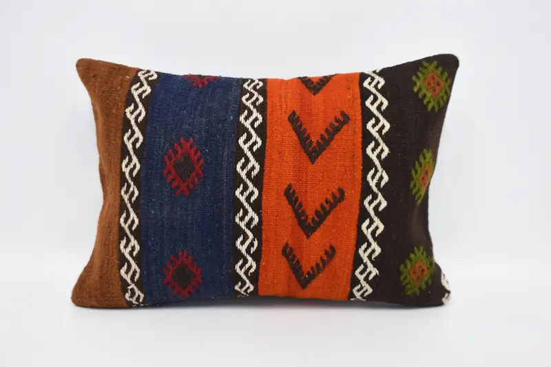 Vintage Orange Pillow, Antique 20x28 inch Couch Cushion Case - 1
