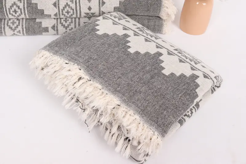 Boho Throw Blankets, 86x56 Cotton Kilim Towel, Turkish Tablecloth, Throw Blanket Couch, Valentines Gift, Tablecloth, Customized Turkish Blanket - 5