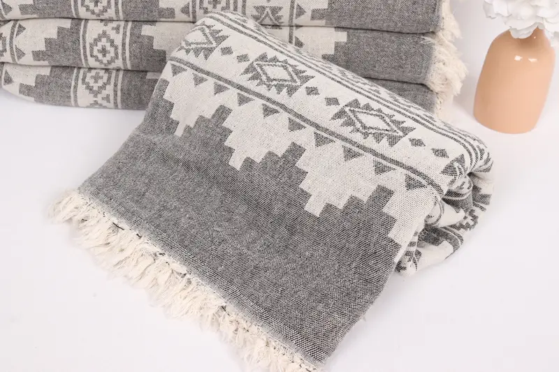 Boho Throw Blankets, 86x56 Cotton Kilim Towel, Turkish Tablecloth, Throw Blanket Couch, Valentines Gift, Tablecloth, Customized Turkish Blanket - 4