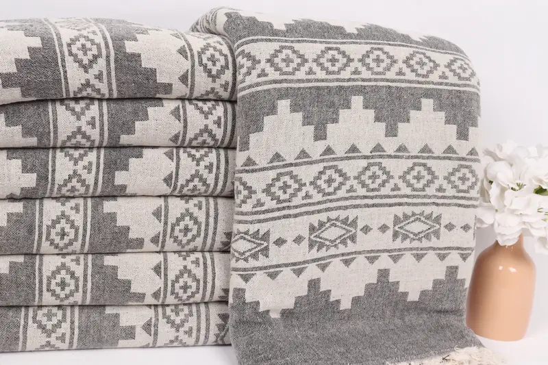 Boho Throw Blankets, 86x56 Cotton Kilim Towel, Turkish Tablecloth, Throw Blanket Couch, Valentines Gift, Tablecloth, Customized Turkish Blanket - 2
