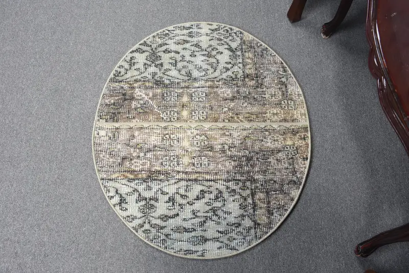 Brown, Green Patchwork Rug, 2.4x3 ft