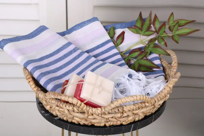 Quick-dry peshtemal, Wedding Towel, 68x40 Cotton Striped Towel, Housewarming Gift, Personalize Gift, Lightweight Turkish towel, Decorative Towel - 5
