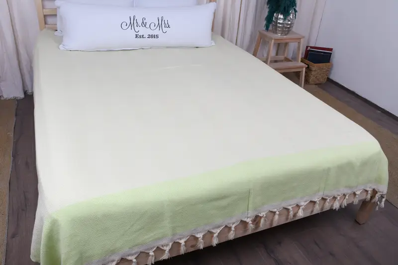 Monogram Blanket, 104x80 Cotton Diamond Towel, Turkish Blanket, Custom Gifts, Aesthetic Blanket, Custom Wedding Gifts, Organic Throw, Shower Curtain - 8