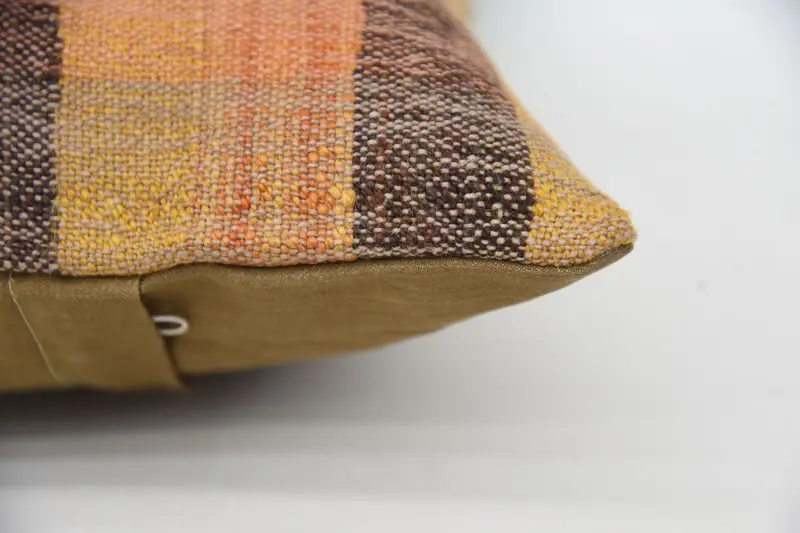 Handmade Kilim Cushion, Vintage Kilim Throw Pillow, Boho Pillow, Lounge Throw Cushion Cover, Pillow Cover, 12x20 Orange Cushion Case - 5