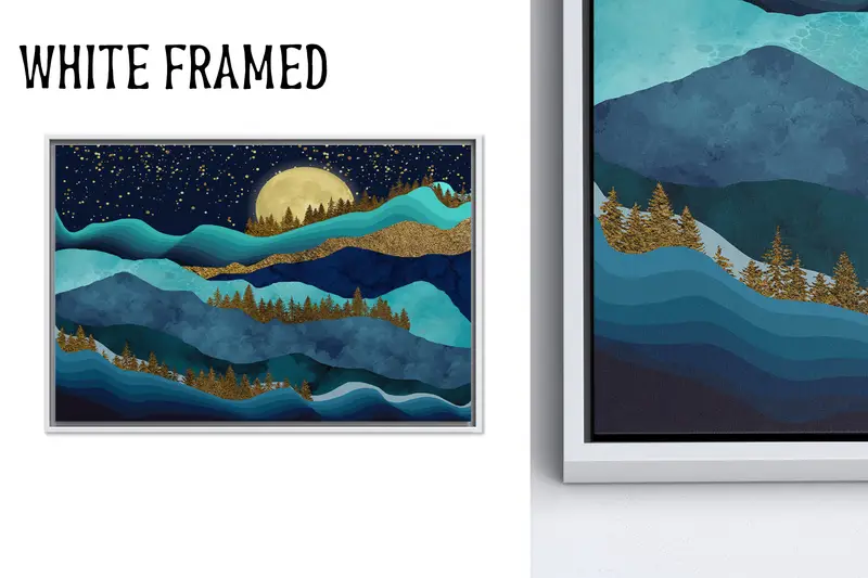 Lüks Altın Dağ Manzarası Baskılı Kanvas - Çağdaş Sanat