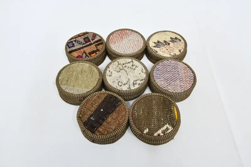 Bohemian Pattern Round Coaster, Unique Kilim Coaster