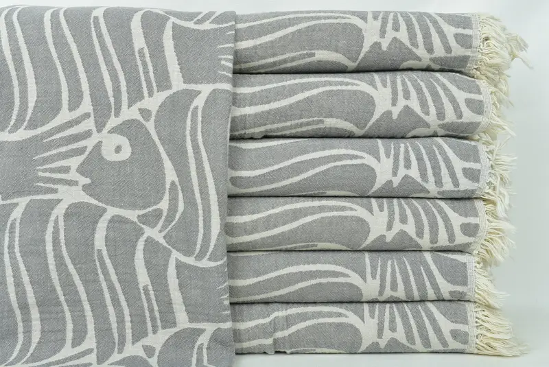 Halloween Bachelorette Party, 70x60 Cotton Fish Design Towel, Throw Blanket, Boho Throw Blankets, Bridal Shower Gifts, Monogram Blanket - 3