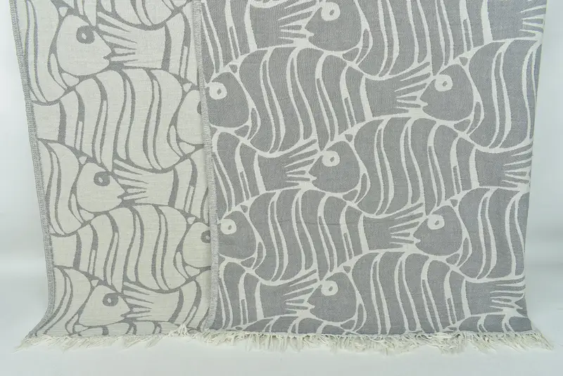 Halloween Bachelorette Party, 70x60 Cotton Fish Design Towel, Throw Blanket, Boho Throw Blankets, Bridal Shower Gifts, Monogram Blanket - 1