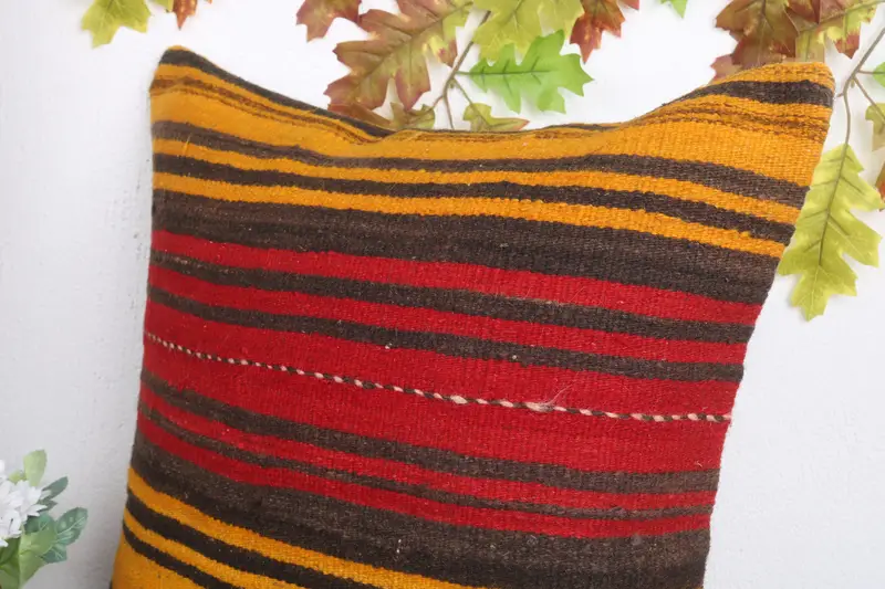Pillow Cover, Handmade Kilim Cushion, Pillow for Sofa, Shabby Chic Cushion, Throw Kilim Pillow, 20x20 Red Cushion, Custom Cushion Cover - 5