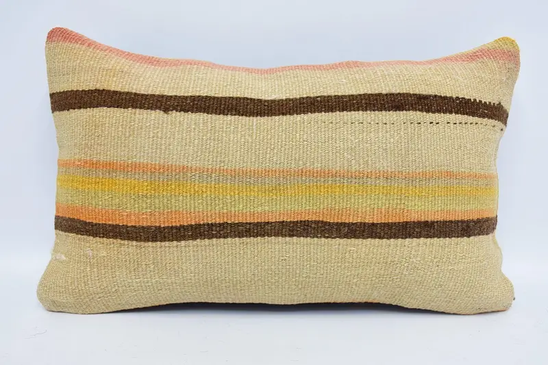 Cushion Cover, Outdoor Pillow Cover, 12x20 Beige Cushion, Handmade Kilim Cushion, Outdoor Cushion, Boho Pillow, Indoor Pillow Sham, Pillow for Sofa - 1