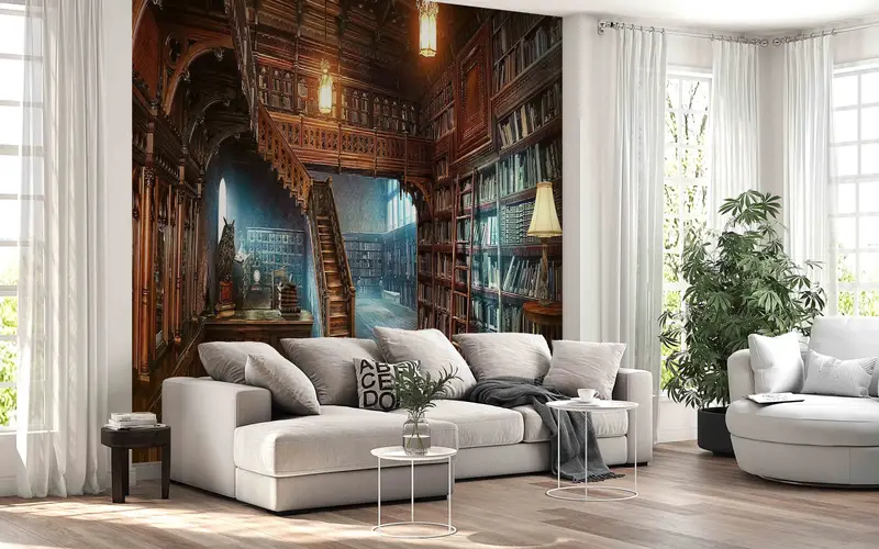 Library Mural, Paper Anniversary, Library Photo Mural, Books Lover Gift Wall Mural, Modern Wall Decals, Gift For Her, Home Decor Wall Paper - 10