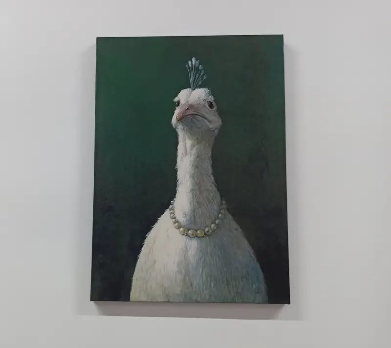 Fowl with Pearls, Animal Print, Fowl Wall Art, Peacock with Pearls, Living Room Wall Art, Large Wall Decor, Peacock Wall Art, Fowl Wall Art - 1