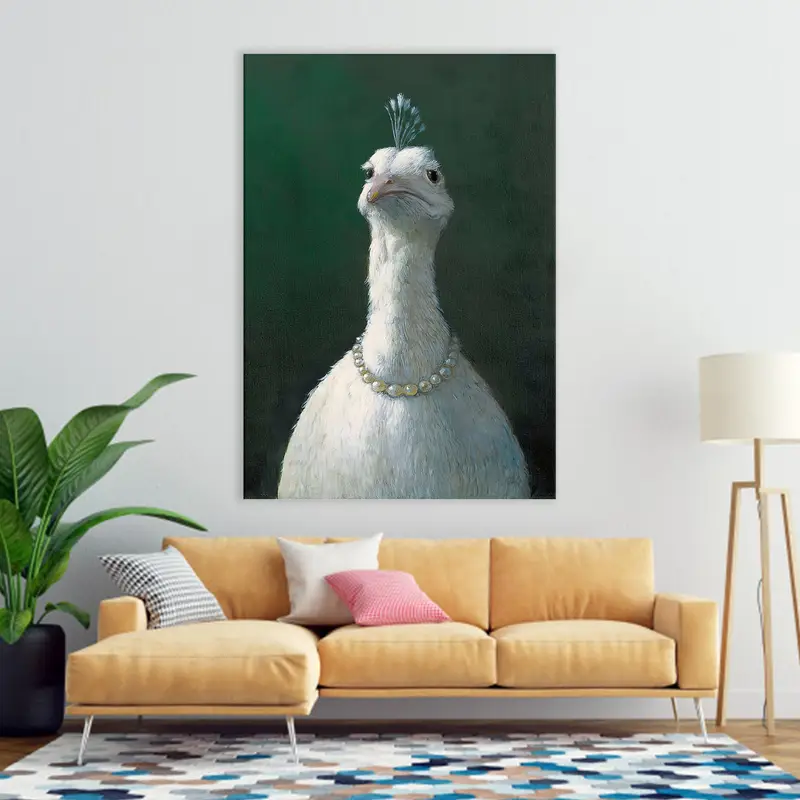 Fowl with Pearls, Animal Print, Fowl Wall Art, Peacock with Pearls, Living Room Wall Art, Large Wall Decor, Peacock Wall Art, Fowl Wall Art - 4