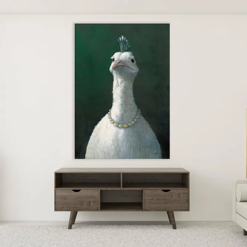 Fowl with Pearls, Animal Print, Fowl Wall Art, Peacock with Pearls, Living Room Wall Art, Large Wall Decor, Peacock Wall Art, Fowl Wall Art - 2