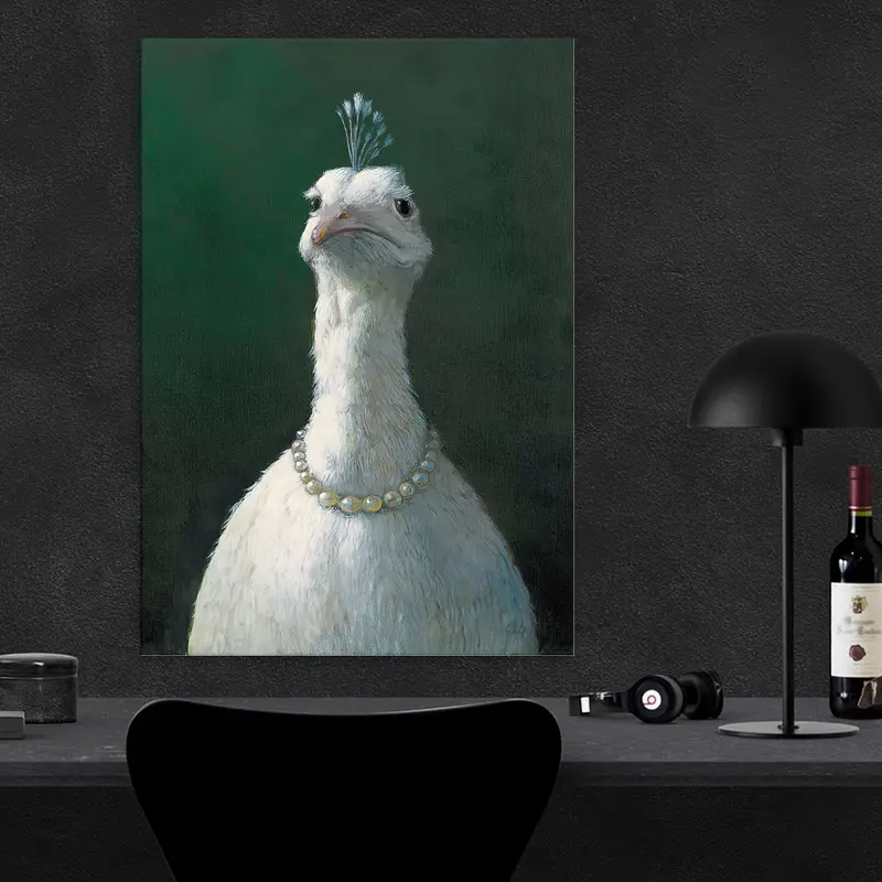 Fowl with Pearls, Animal Print, Fowl Wall Art, Peacock with Pearls, Living Room Wall Art, Large Wall Decor, Peacock Wall Art, Fowl Wall Art - 3