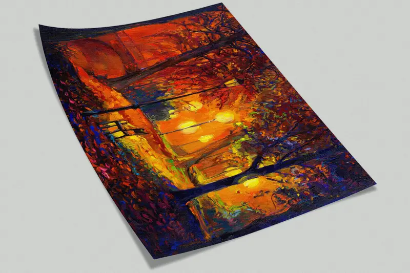 Autumn Wall Paper, Forest Wallpaper, Night Wall Print, Cityscape Wall Art, Landscape Wall Decor, Oil Painting Print, View Wall Mural, - 4