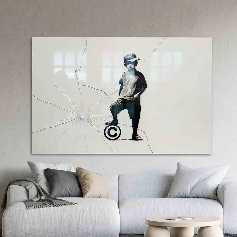 Vidrio impreso elegante: arte moderno inspirado en Banksy para el hogar