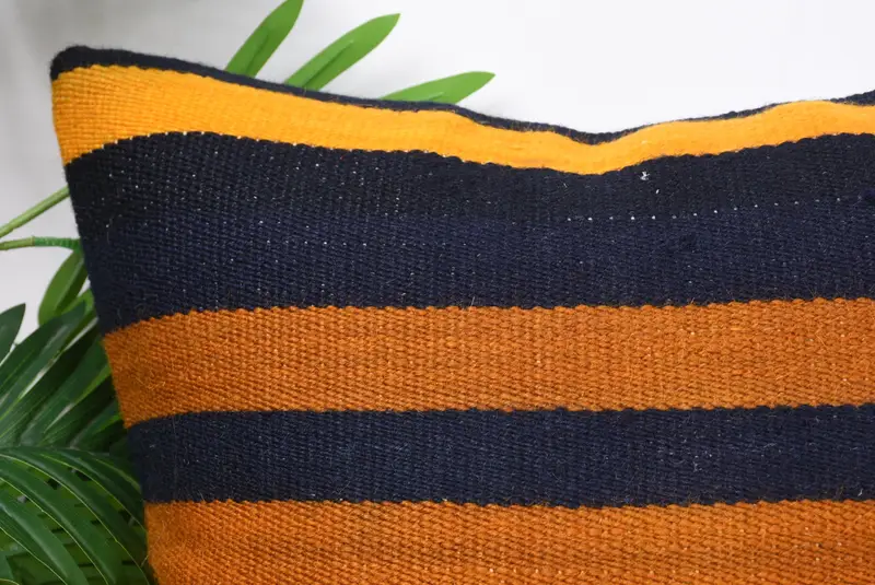 Pillow, Decorative Bolster Cushion, Gift Pillow, Seat Cushion Case, 18x18 Orange Pillow Cover, Vintage Pillow, Vintage Kilim Pillow - 2