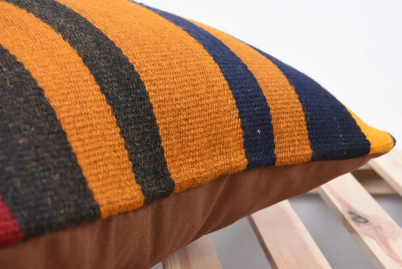 Pillow, Decorative Bolster Cushion, Gift Pillow, Seat Cushion Case, 18x18 Orange Pillow Cover, Vintage Pillow, Vintage Kilim Pillow - 7