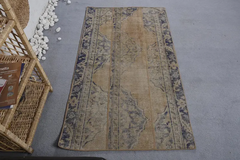 Orange & Blue Rug, 2,9x5,2 ft Botanical Design