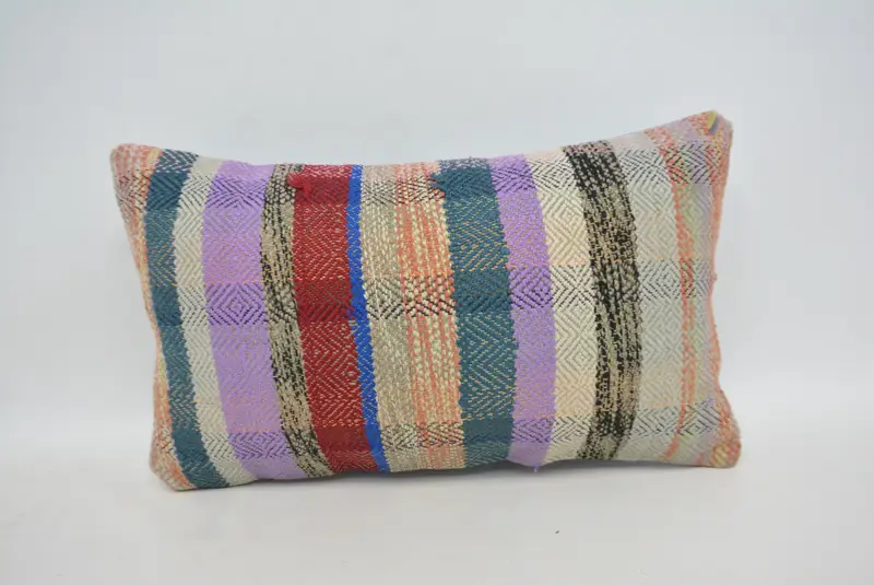 Boho Pillow, Floor Cushion Cover, Cushion Cover, 12x20 Red Cushion Case, Traditional Pillow Cover, Turkish Pillow, Kilim Pillow - 1