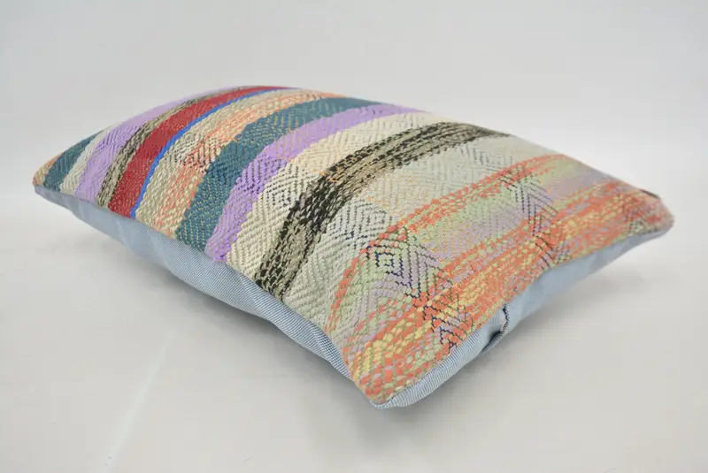 Boho Pillow, Floor Cushion Cover, Cushion Cover, 12x20 Red Cushion Case, Traditional Pillow Cover, Turkish Pillow, Kilim Pillow - 6