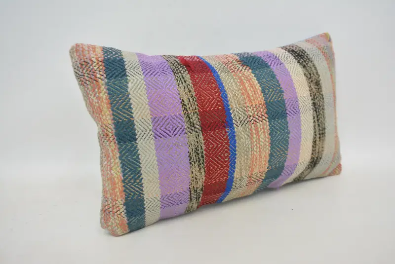 Boho Pillow, Floor Cushion Cover, Cushion Cover, 12x20 Red Cushion Case, Traditional Pillow Cover, Turkish Pillow, Kilim Pillow - 3