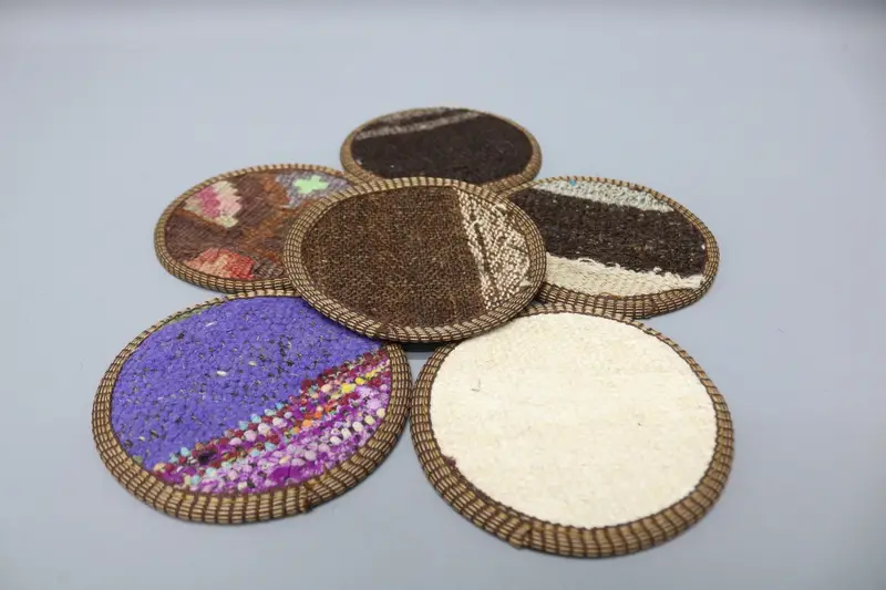 Bohemian Blue and White Round Coaster, Unique Bohemian Coaster