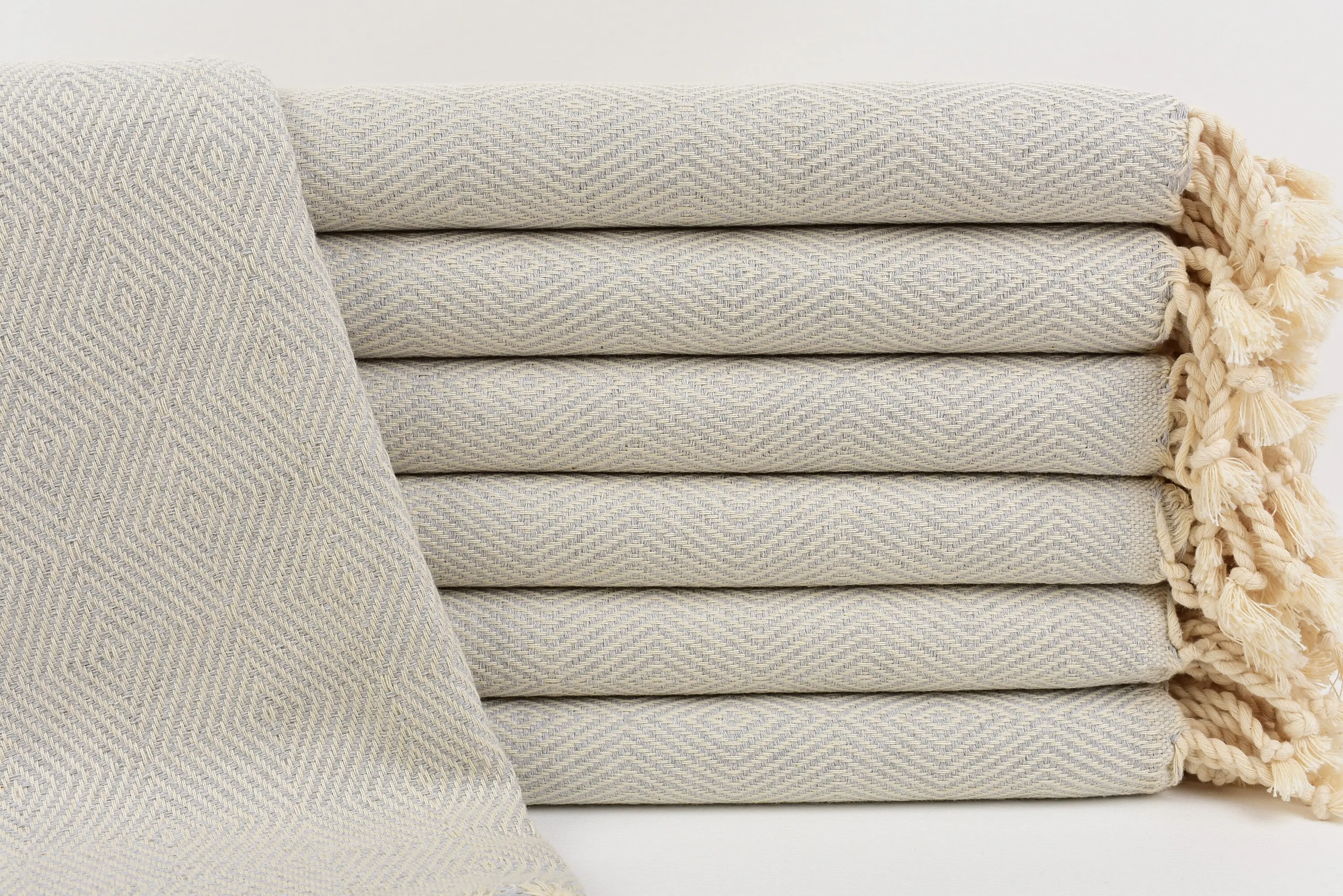 Light Gray Diamond Turkish Bath Towel, Organic Cotton, 74x40 Inches - 1