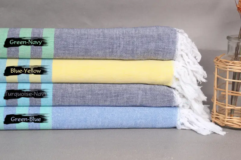 Custom Beach Towel Organic Cotton Striped Bachelorette Gift, 36x71 Inches