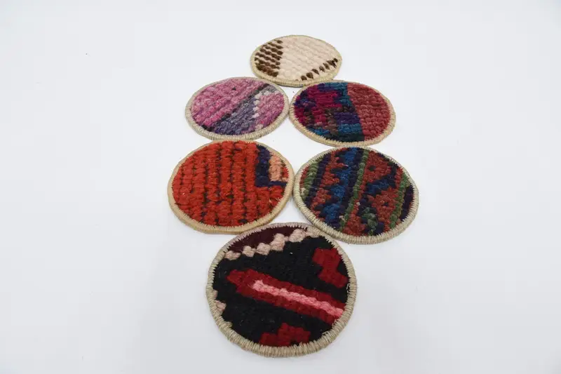 Bohemian Round Coaster, Red and Bronze Non-Slip Coaster
