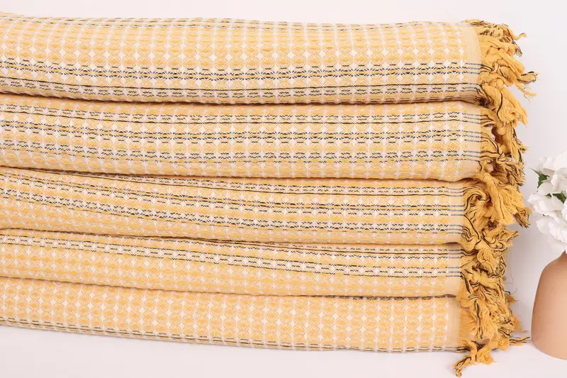 Throw Blanket, Bedspread, Turkish Towel Beach Blanket, Woven Blanket, Wedding Anniversary Gift, Bridesmaid Favors, 96x70 Cotton Striped Towel - 3