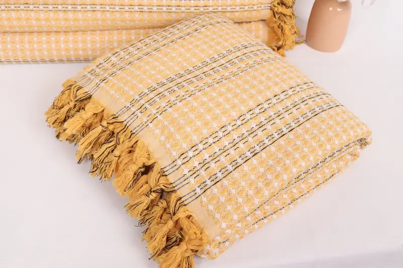 Throw Blanket, Bedspread, Turkish Towel Beach Blanket, Woven Blanket, Wedding Anniversary Gift, Bridesmaid Favors, 96x70 Cotton Striped Towel - 5