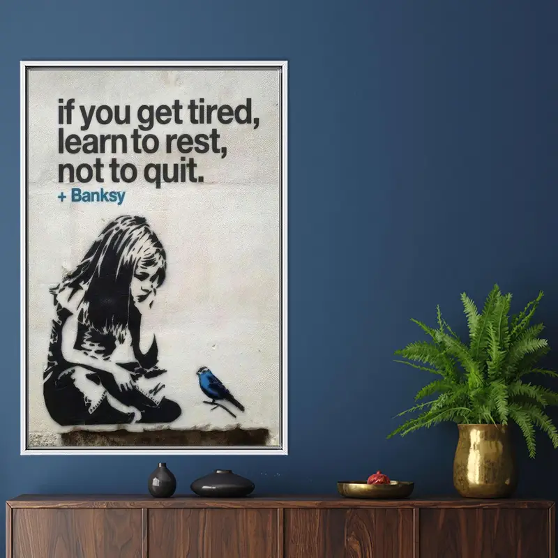 インスピレーションを与えるバンクシー ガール ブルーバード キャンバス プリント - モチベーションを高めるアート