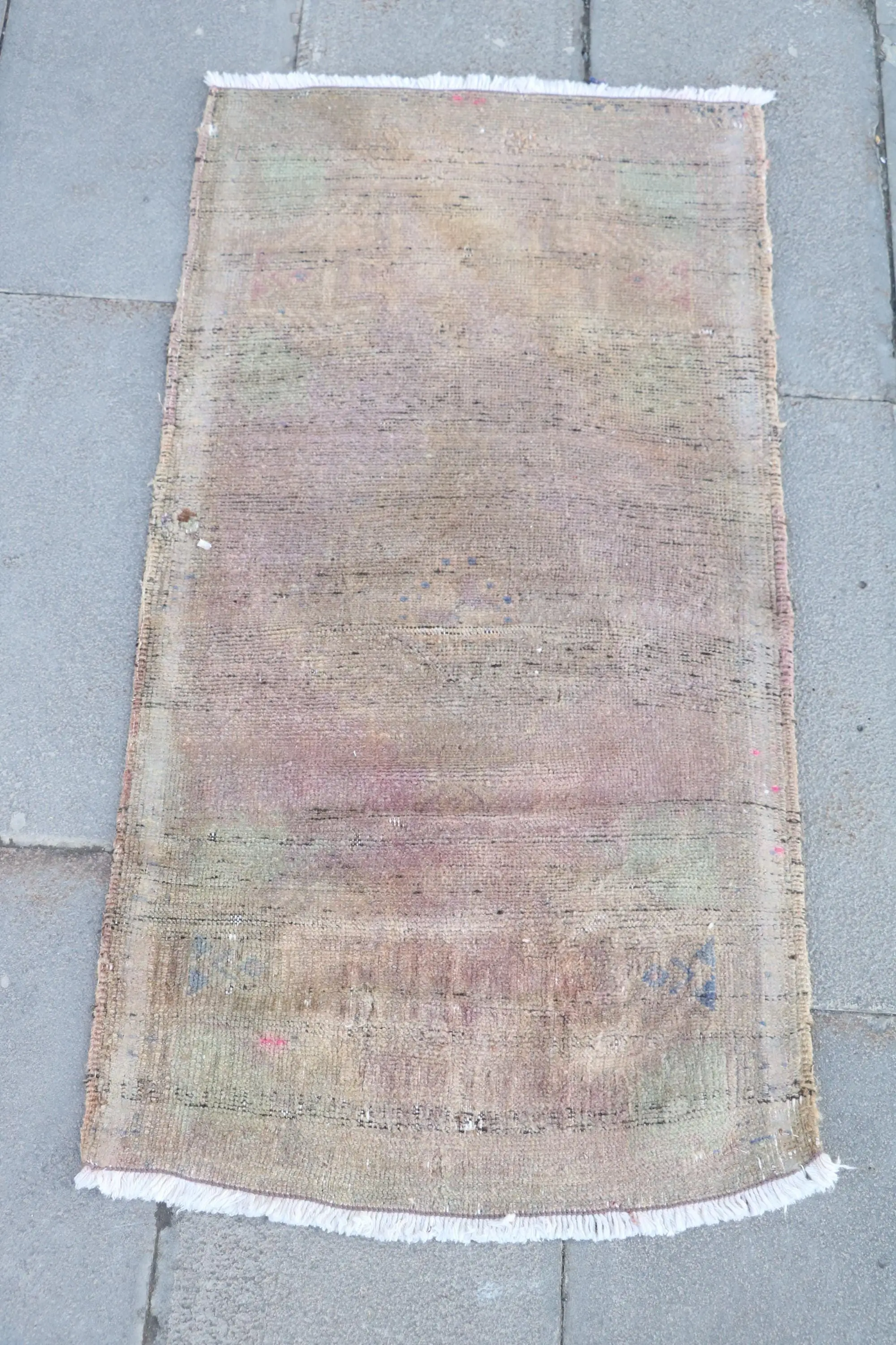 1.8x3.5 ft Rug, Turkish Vintage Rug, Brown Wool Rug - 1