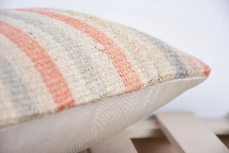 Turkish Kilim Pillow, Pillow Case, Handwoven Pillow Cover Pillow Case, Ethnical Kilim Rug Pillow, 10x20 Beige Cushion Cover, Vintage Kilim Pillow - 7