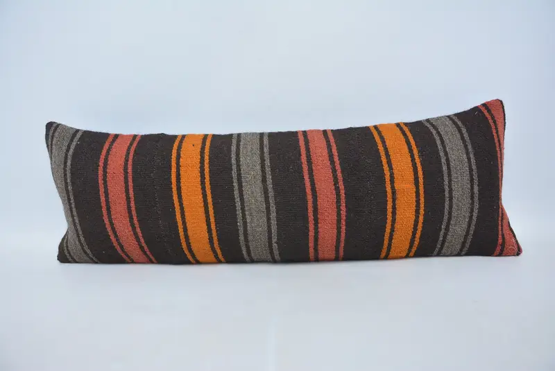 Braun & Orange gestreiftes Wurfkissen, vielseitiges 12x36 Dekokissen