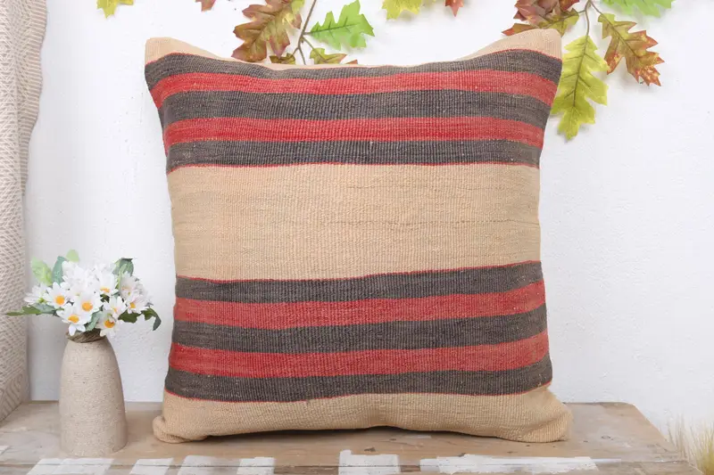 Interior Designer Pillow, Handmade Throw Pillow Sham, 20x20 Beige Pillow, Throw Kilim Pillow, Accent Pillow Sham, Kilim Pillow Cover, Cushion - 2