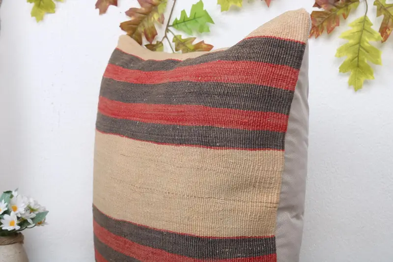 Interior Designer Pillow, Handmade Throw Pillow Sham, 20x20 Beige Pillow, Throw Kilim Pillow, Accent Pillow Sham, Kilim Pillow Cover, Cushion - 5
