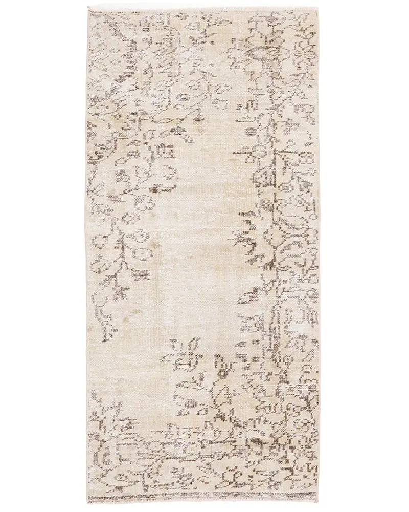 Beiger Blumenteppich, 2,5 x 5,1 Fuß, elegantes Dekor