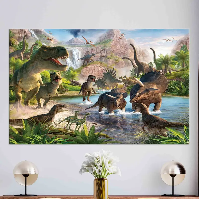 Boy Room Decor, Dino Wall Art, Canvas Wall Decor, Nursery Wall Art, Dinosaur Lover Gift, Kids Room Decor,  Dinosaur Canvas Art, Wall Decor, - 1
