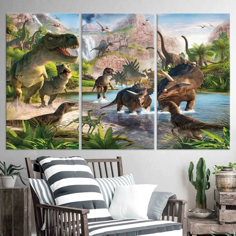 Boy Room Decor, Dino Wall Art, Canvas Wall Decor, Nursery Wall Art, Dinosaur Lover Gift, Kids Room Decor,  Dinosaur Canvas Art, Wall Decor, - 6