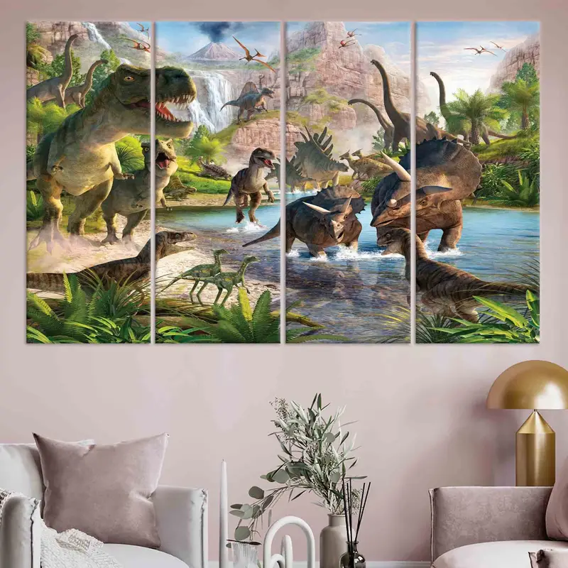 Boy Room Decor, Dino Wall Art, Canvas Wall Decor, Nursery Wall Art, Dinosaur Lover Gift, Kids Room Decor,  Dinosaur Canvas Art, Wall Decor, - 3