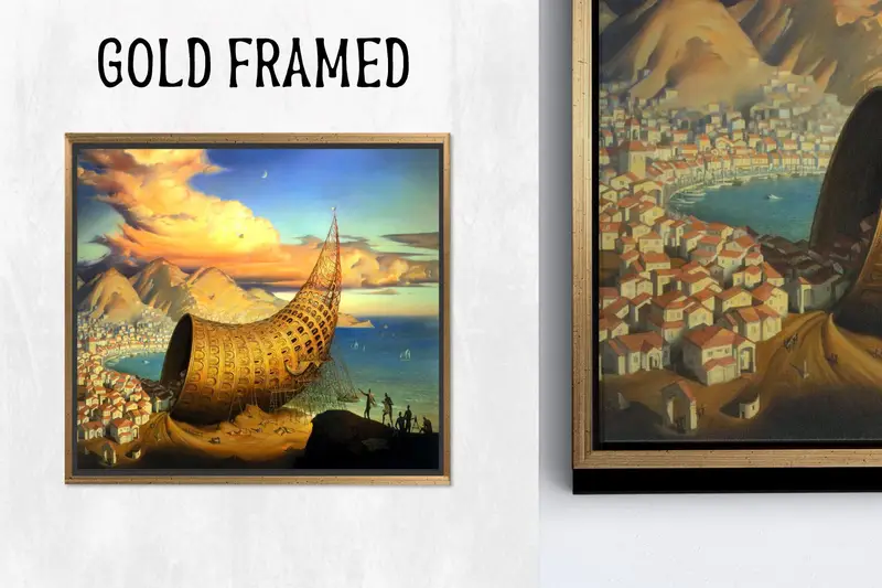 Lienzo abstracto surrealista moderno: arte impreso del Cuerno de Babel