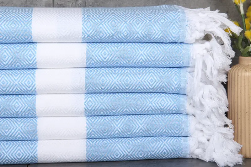 Personalized Light Blue Diamond Beach Towel, 40x71 Inches