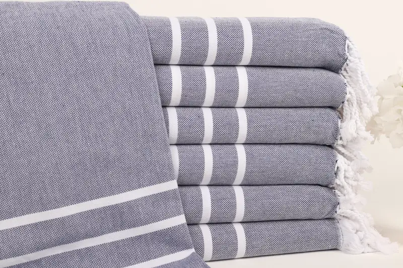 Turkish Towel Beach Personalized Navy Striped, 40x71 Inches