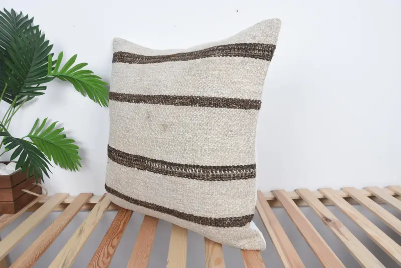 Turkish Corner Pillow Case, Pillow Sham, Interior Designer Pillow, 24x24 Beige Cushion Cover, Chair Cushion Case, Gift Pillow, Home Decor Pillow - 5