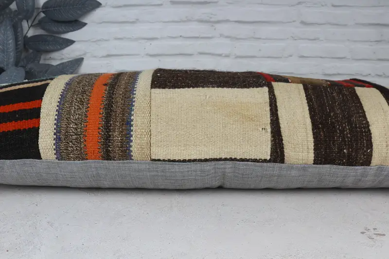 Pillow Cover, 16x43 White Pillow Sham, Vintage Kilim Throw Pillow, Vintage Pillow, Aesthetic Pillow Case, Bright Cushion Case, Turkish Kilim Pillow - 5