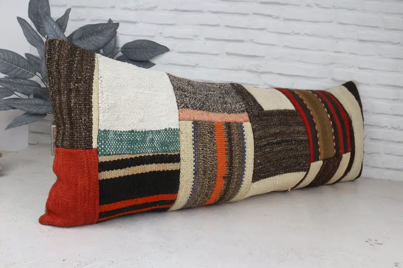 Pillow Cover, 16x43 White Pillow Sham, Vintage Kilim Throw Pillow, Vintage Pillow, Aesthetic Pillow Case, Bright Cushion Case, Turkish Kilim Pillow - 3