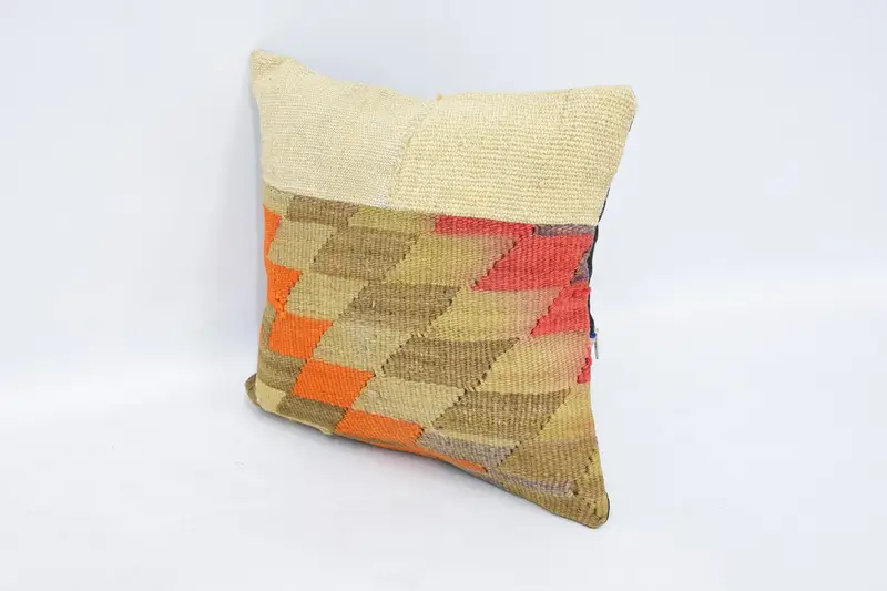 Home Decor Pillow, Vintage Kilim Pillow Pillow Sham, Cushion Cover, Pillow for Sofa, 12x12 White Pillow Sham, Square Throw Cushion, Turkish Pillow - 4